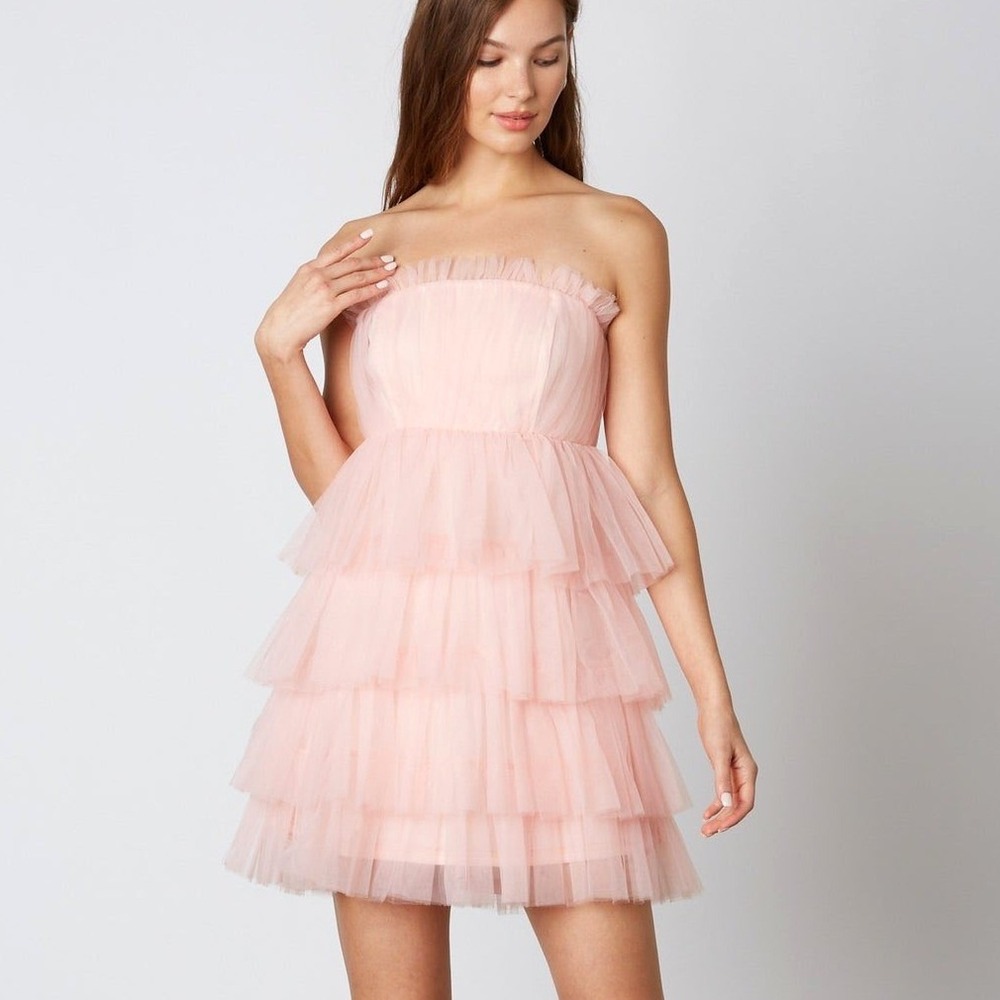 Cotton Candy LA Tulle Mini Homecoming Dress Women S Pink Strapless Fairycore